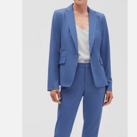 Banana Republic Silk Linen Tipo Blue One Button Classic Chic Blazer Size 2 - Picture 1 of 4